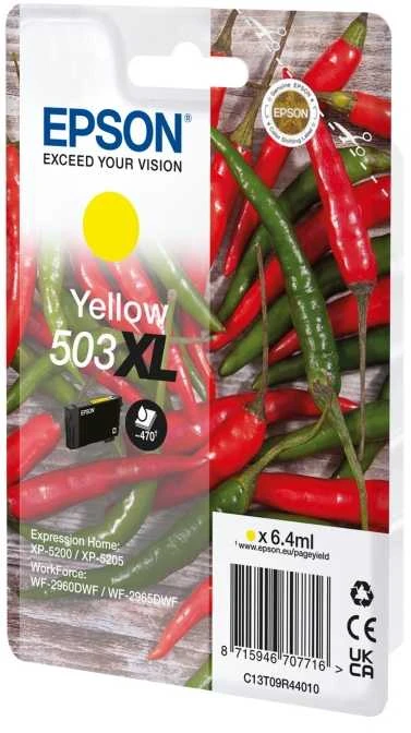 „Epson 503XL Singlepack“ – 6,4 ml – XL – Geltona – originali – lizdinė pakuotė su RF / garsiniu signalu – rašalo kasetė – skirta „Expression Home XP-5200“, „XP-5205“, „WorkForce WF-2960DWF“, „WF-2965DWF“