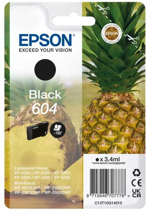 Tusz Epson Epson 604 – 3,4 ml – juoda – originali – lizdinė pakuotė su RF / akustiniu aliarmu – rašalo kasetė – skirta „Expression Home XP-2200“, „2205“, „3200“, „3205“, „4200“, „4205“, „WorkForce WF-2910“, „2930“, „2935“, „2950“