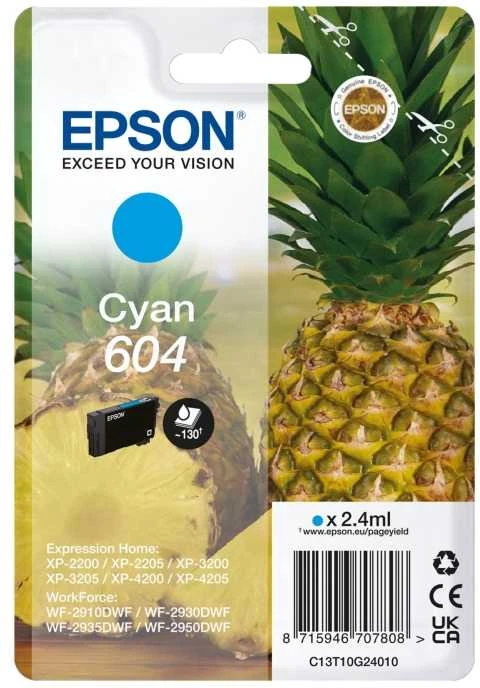 Tusz Epson 604 – 2,4 ml – žydra – originali – lizdinė plokštelė su RF / akustiniu pavojaus signalu – rašalo kasetė – skirta „Expression Home XP-2200“, „2205“, „3200“, „3205“, „4200“, „4205“, „WorkForce WF-2910“, „2930“, „2935“, „2950“
