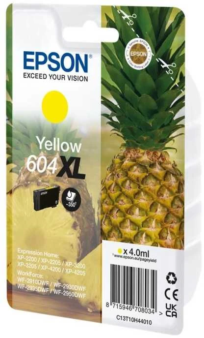 Rašalo kasetė - Epson 604 XL Geltona (C13T10H44010, didelės talpos, 350 puslapių)