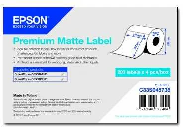 Epson Premium Matte Label - Die Cut Roll: 210mm x 297mm, 200 labels