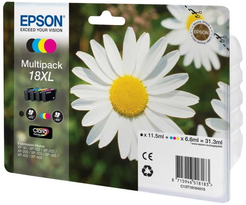 Epson Daisy C13T18164022 rašalo kasetė Originalus Juoda, Žydras, Rausvai raudona, Geltona 1 vnt