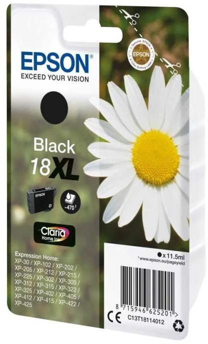 Epson originali rašalo lizdinė plokštelė T181140, 18XL, juoda, 11,5 ml (C13T18114022)