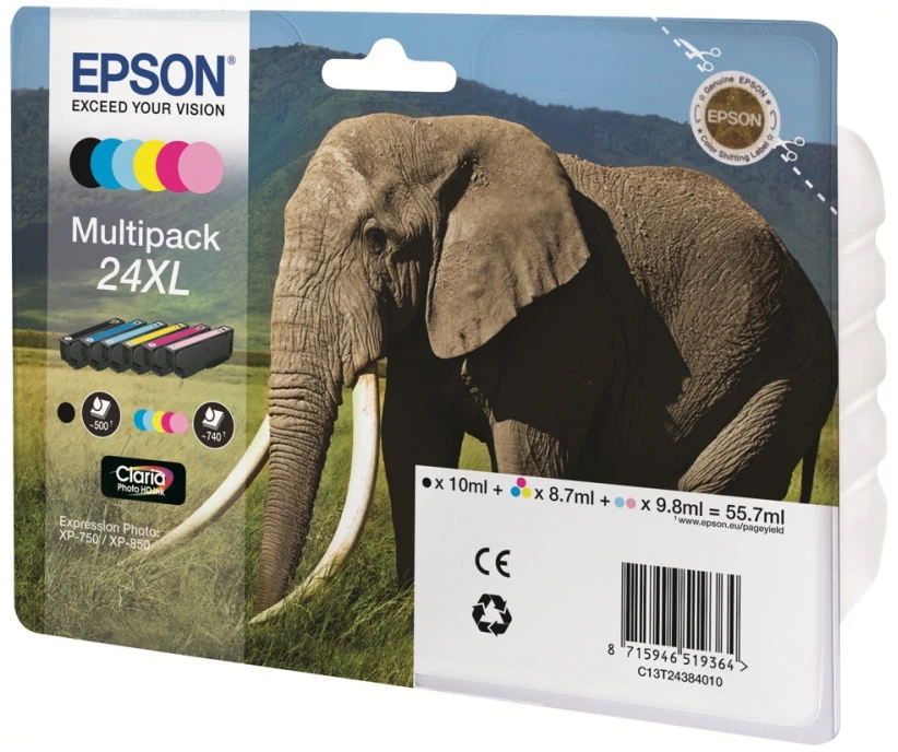 EPSON 24 rašalo kasetė juoda ir penkių spalvų standartinės talpos 29,1 ml 1 vnt. RF-AM blisteris