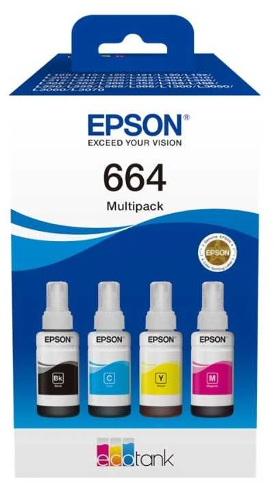 Epson 664 EcoTank (C13T66464A) Rašalo papildymo buteliukų komplektas, CMYK
