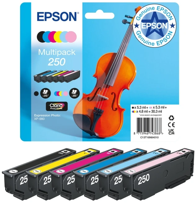 EPSON 6 spalvų 250 rašalo daugiapakė pakuotė