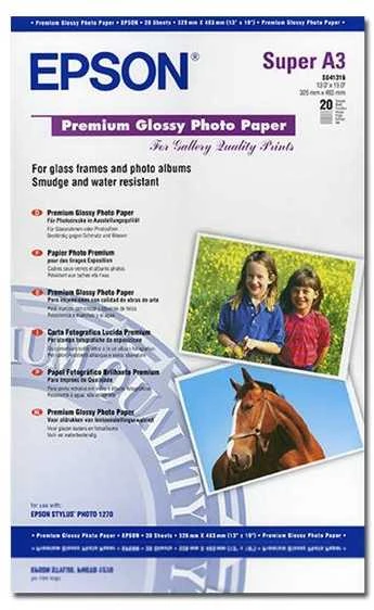Epson Premium Glossy Photo Paper A3, 250g/m2, 20 lapų