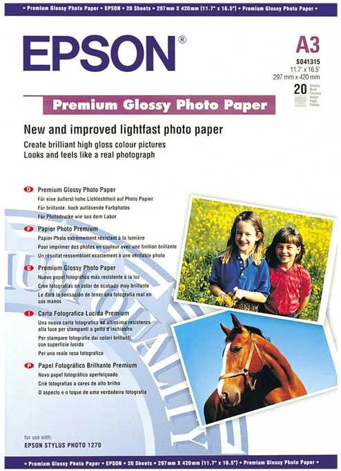 „Epson Premium“ blizgus fotopopierius, DIN A3, 255 g/m², 20 lapų