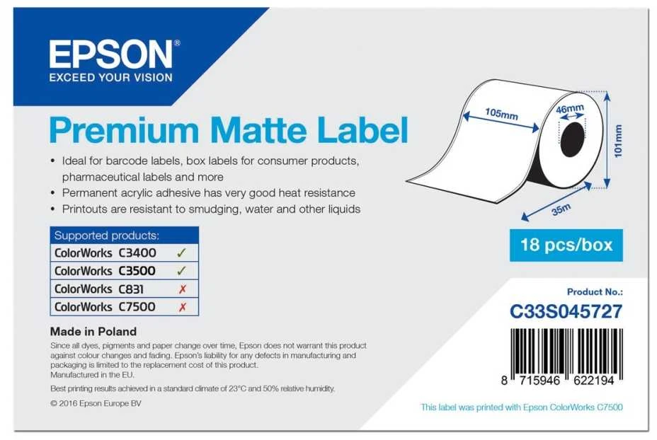 Epson Epson Premium Matte Label Cont.R, 105mm x 35m