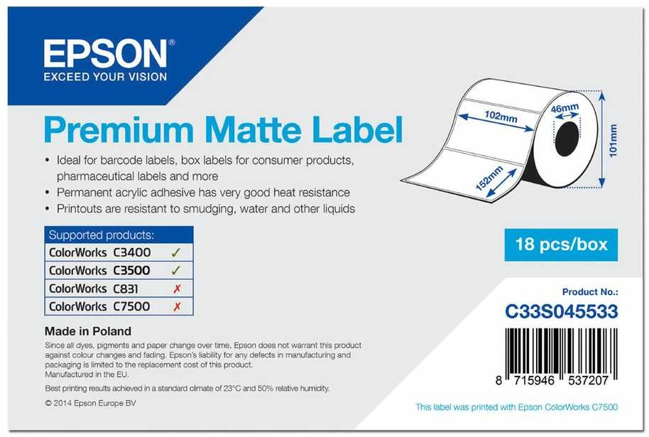 Epson PREMIO MATTE ETIKETĖ - (C33S045533)