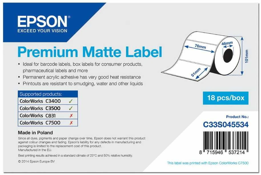Epson PREMIUM MATTE LABEL- (C33S045534)