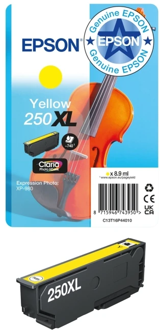 Epson 250XL rašalas - 8.9 ml - XL - geltona - originalus - pūslės pakuotė - kasetė su rašalu - P/N: C11CL95402