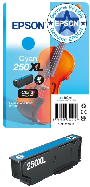 Epson 250XL rašalas - 8,9 ml - XL - Ciāna - originalus - blistro pakuotė - kasetė su rašalu - P/N: C11CL95402