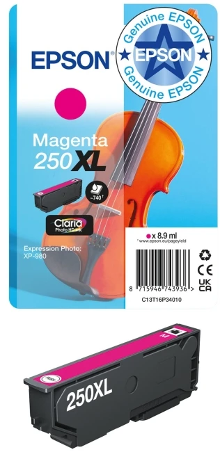 Tusz Epson 250XL - 8.9 ml - XL - Magenta - original - opakowanie blistrowe - kartridż su tuszem - do P/N: C11CL95402
