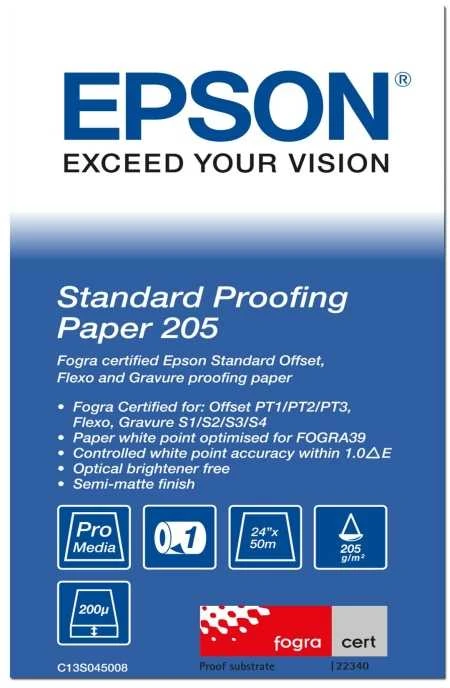 Epson 610/50/Standard bandomojo popieriaus ritinėlis, 24", C13S045008, 205 g/m2, popierius, 610 mm x 50 m, balta, rašaliniams spausdintuvams, ritinėlis