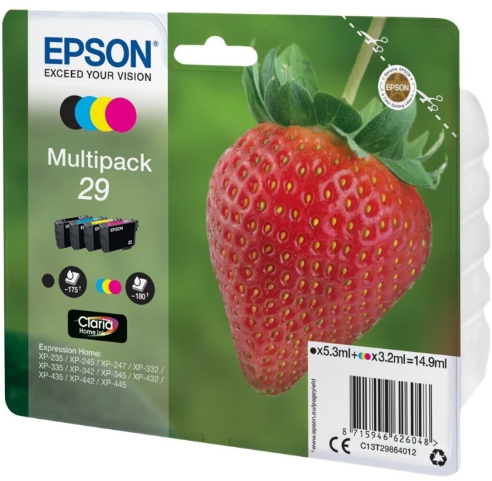 EPSON Daugiapakė braškė - Ink Claria Home Juodas Cyan Magenta Geltona