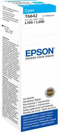 Epson 664 Ecotank Cyan rašalo buteliukas (70ml), Cyan, Epson, EcoTank L555 EcoTank L355 EcoTank ET-4550 EcoTank ET-4500 EcoTank ET-3600 EcoTank ET-2650 EcoTank..., pilka, 70 ml, Indonesia