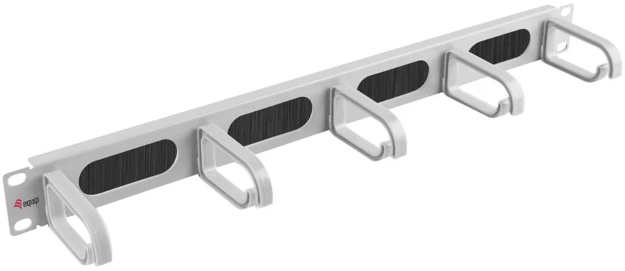 Equip 19'' kabelių tvarkymo skydelis 5x plastikiniai žiedai plieno 1U RAL7035 (327321)