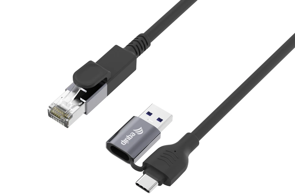Adapteris USB Equip GigaBit USB-C+A->RJ45 St/St 2.00 m juodas (133102)