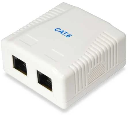 „Equip“ paviršinio montavimo lizdas Cat6 2 prievadų 2x RJ45 UTP RAL 9010, su polietileno maišeliu