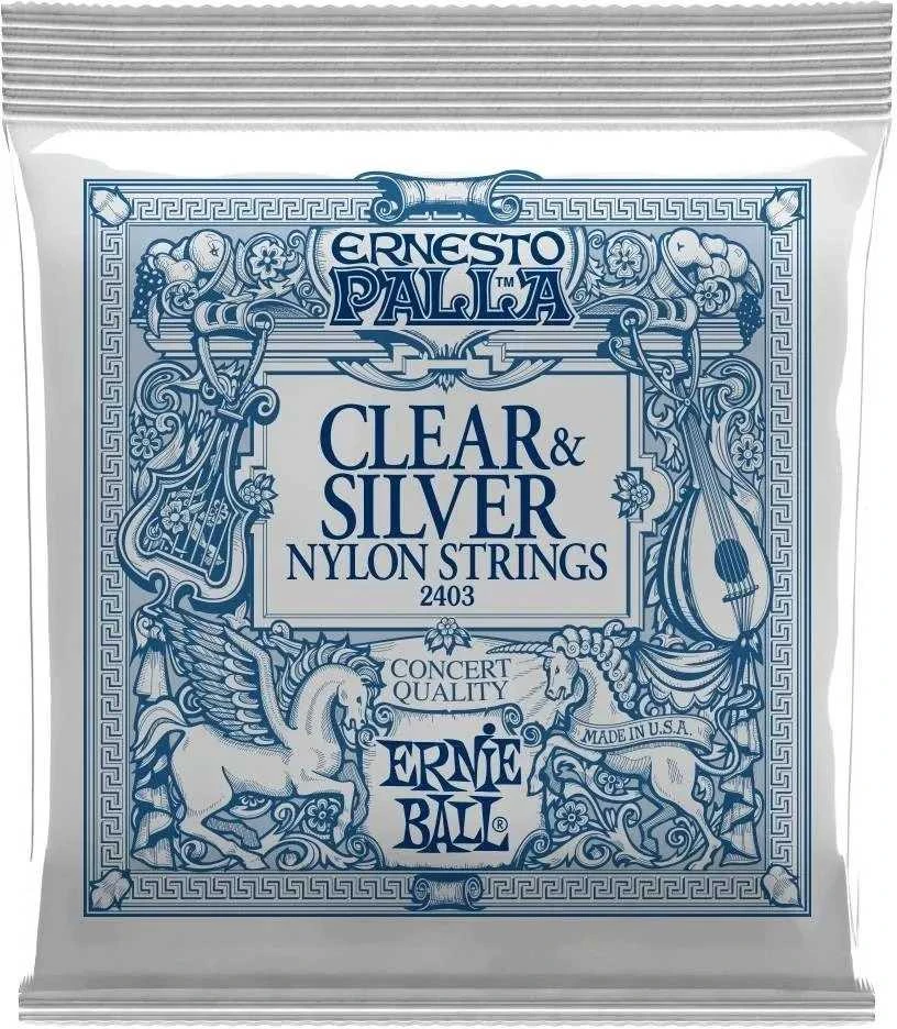 Stygos klasikinei gitarai Ernie Ball 2403 Clear & Sidabrinis