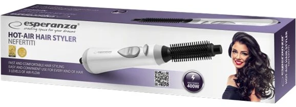 Besisukantis plaukų šepetys plaukams Esperanza Nefertiti EBL001W (400W, baltos spalvos)