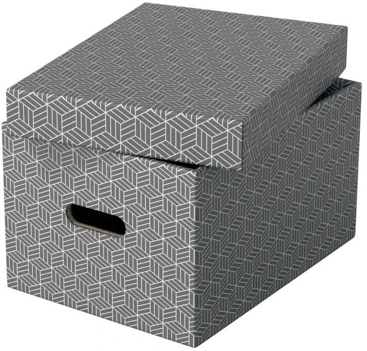 Pilka dėžė su geometriniu raštu