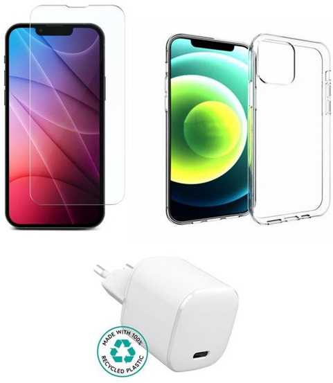 Įkroviklis eStuff do iPhone 13 Rinkinys akcesoriów (Dėklas, Szkło)
