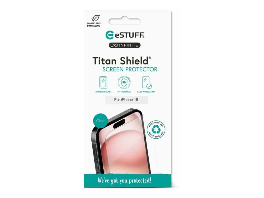eSTUFF ES501420, Apple, iPhone 16, Atsparus įbrėžimams, Atsparus dūžiams, Permatomas, 1 vnt.