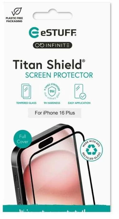 eSTuff INFINITE Titan Shield ekrano apsauga Apple iPhone 16 Plus, pilnai apsaugotas