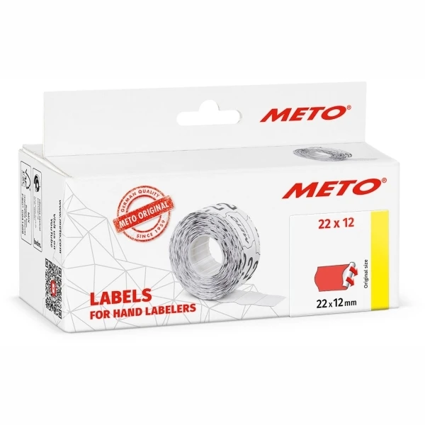 Etiketė Meto 22x12mm neoninė raudona permanentinė 1000 vnt./ritinėlis 6 ritinėliai/pak. - (6 vnt.)
