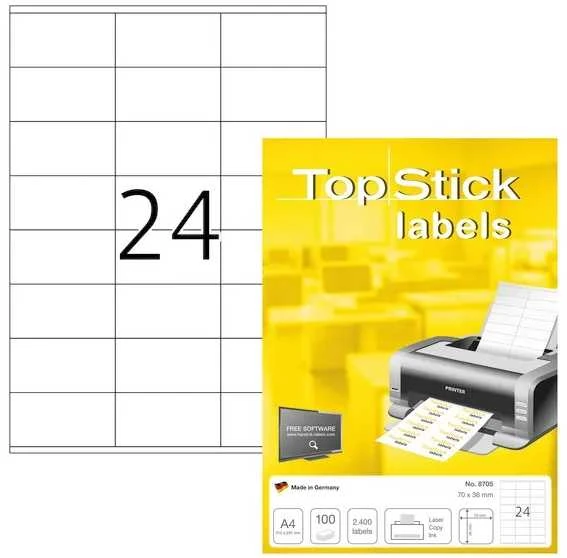 Herma Etiketter TopStick 70x36 mm hvid- (100 ark x 24 stk.)
