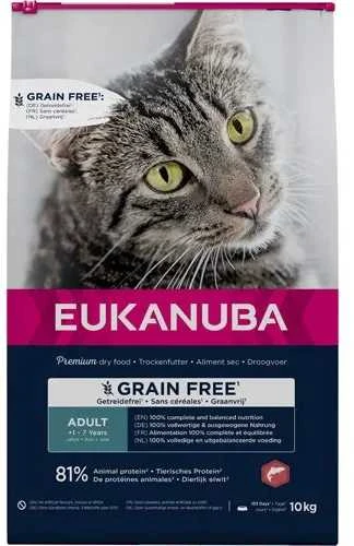 Eukanuba begrūdis sausas maistas katėms su lašiša, 10 kg