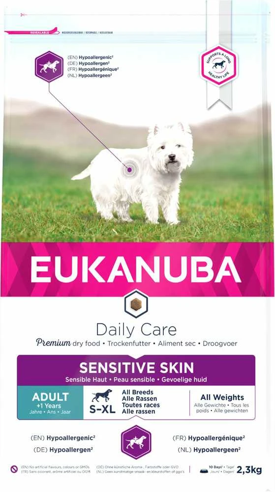 Eukanuba Daily Care Sensitive skin sausas pašaras šunims su žuvimi, AB, 2,3kg