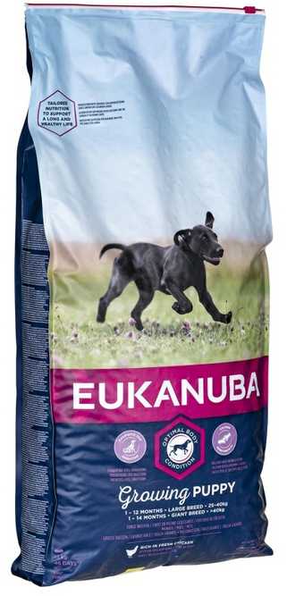 Eukanuba Large Puppy visavertis pašaras didelių veislių jauniems šuniukams su vištiena 15kg