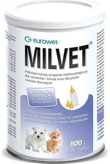 EWE EUROWET Milvet – pieno pakaitalas šunims ir katėms – 800g