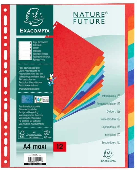 Exacompta A4 skirtukai su 12 spalvotų registrų