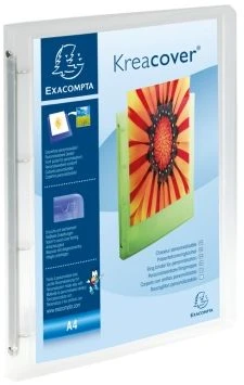 Exacompta 51968E Kreacover žiedinis segtuvas 4 žiedų A4, 12 vnt. pakuotė, matinis/permatomas