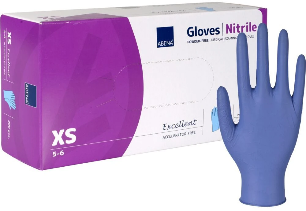 Abena Artykuły higieniczne Examination glove ABENA Excellent XS dark mėlynas nitrile powder-free accelerator-free (200 pcs.)