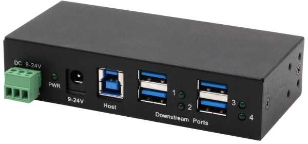 Exsys EXSYS EX-11244HMS 4 prievadų USB 3.2 Gen 1 DIN bėgio stebulės su VIA VL813 sieniniu mikroschemų rinkiniu