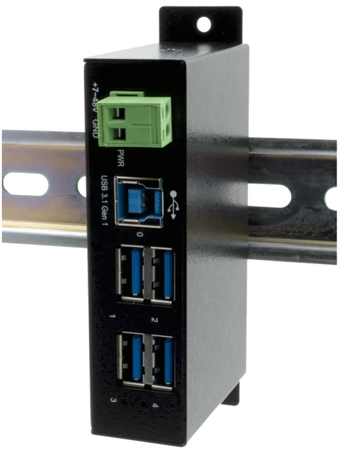 Exsys EXSYS EX-1504HMS 4 prievadų metalinis USB 3.2 Gen1 HUB su 15KV EDS apsauga nuo viršįtampių