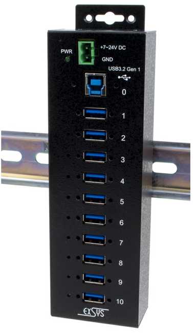 Exsys EXSYS EX-1504HMS 4 prievadų metalinis USB 3.2 Gen1 HUB su 15KV EDS apsauga nuo viršįtampių