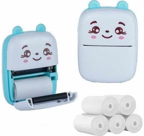 Etikečių spausdintuvas ExtraLink EXTRALINK EPP-002 PORTABLE MINI Spausdintuvas Mėlynas + PAPIER TERMICZNY ZWYKŁY 5 SZT