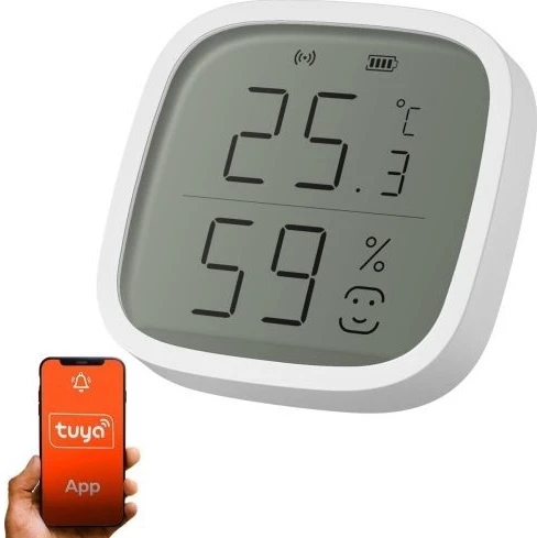 Išmanusis bevielis patalpos temperatūros ir drėgmės jutiklis, ZigBee, baltas, TUYA, Smart Life, Extralink