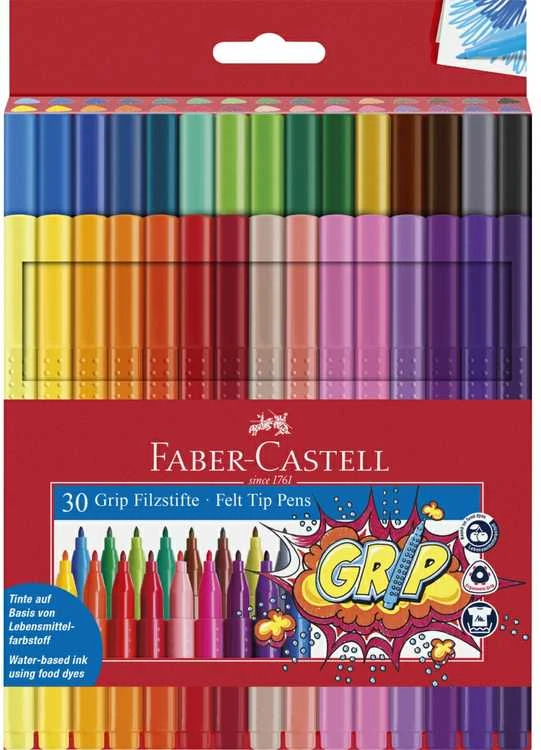 Flomasteriai Faber-Castell Grip trikampiai 30 spalvų