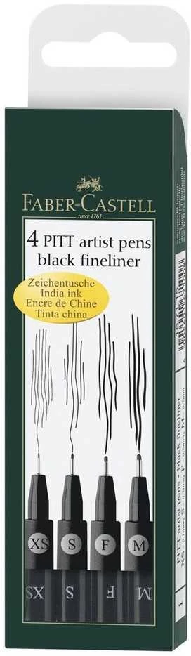 Faber-Castell Rašiklių rink. PITT XS,S, F, M FC 4vnt., juodos sp.