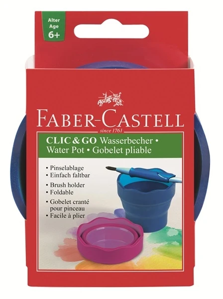 Indelis teptukams skalauti Faber-Castell Click and Go, mėlynos spalvos