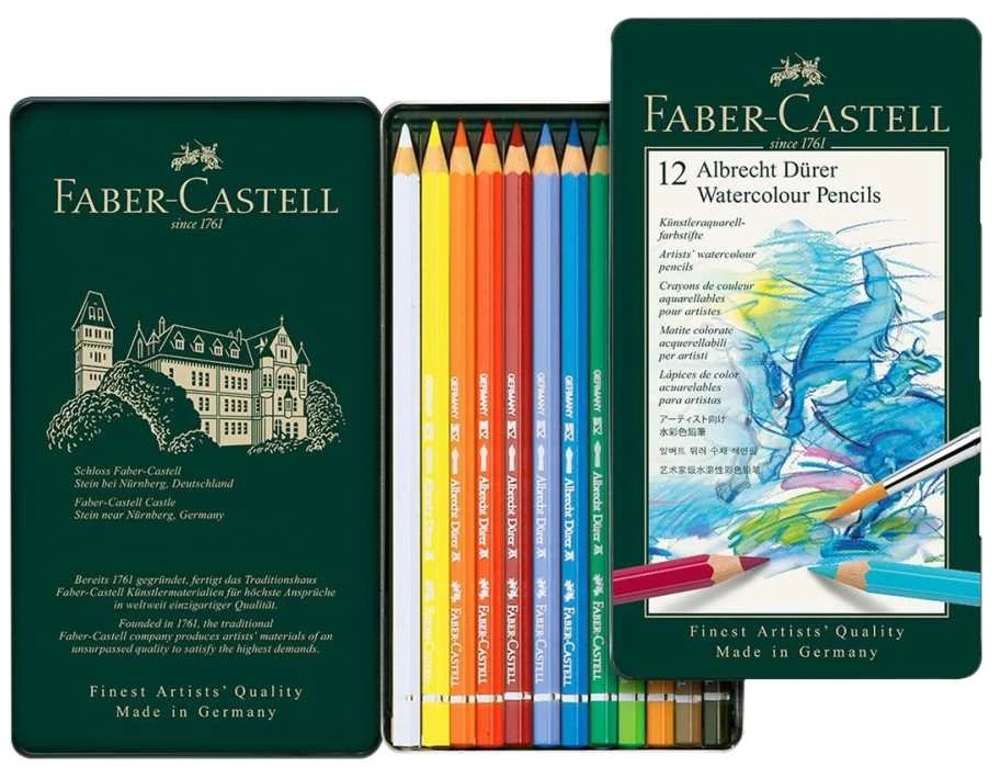Spalvoti akvareliniai pieštukai Faber-Castell Albrecht Dürer, 12 spalvų