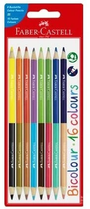 Spalvoti pieštukai Faber-Castell Bicolor 16 spalvų