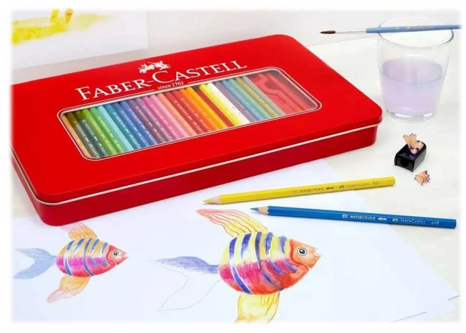 Spalvoti pieštukai Faber-Castell, 60 spalvų, metalinėje dėžutėje